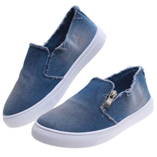 Niebieskie trampki z zamkiem dla dziewczynki /B6-3 17280 T7-38/