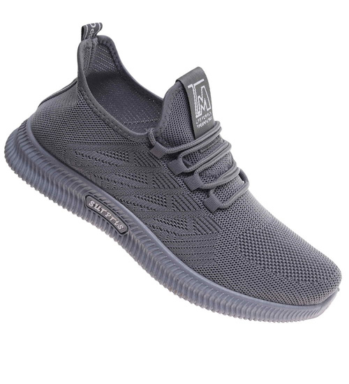 Wkładane męskie szare buty sportowe /C4-1 17997 GF285 +h2/