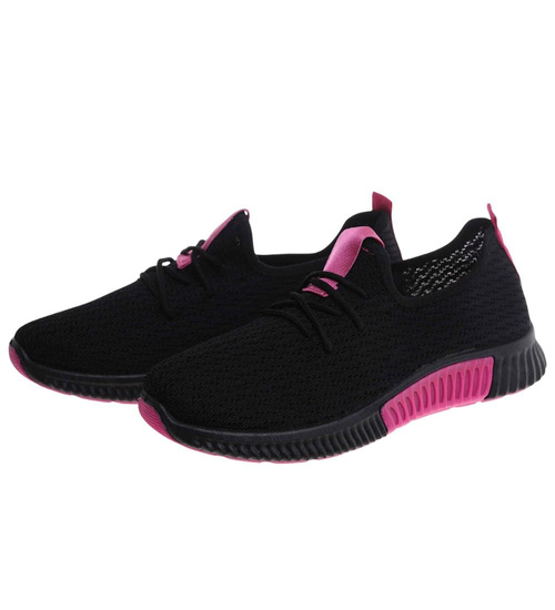 Damskie czarne buty sportowe w dużym rozmiarze /F8-2 18107 T281/