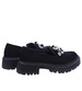 Wsuwane czarne loafersy damskie z kamieniami /E3-3 14644 T640/