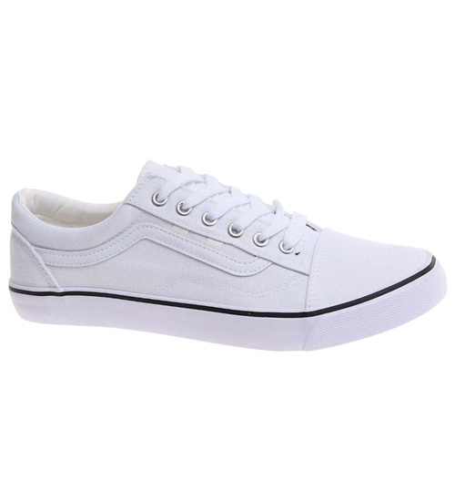 Trampki męskie niskie Sznurowane białe z tkaniny /B5-3 18010 T238/