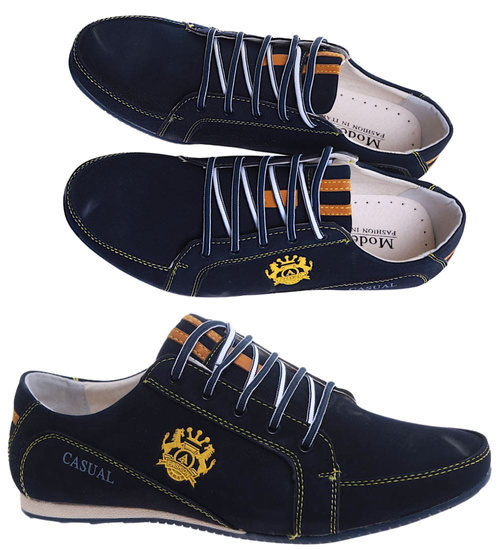 Sznurowane granatowe buty chłopięce /E5-2 17562 T069/