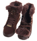 Czekoladowe zimowe trampki z kożuszkiem  /G11-3 18496 T7/
