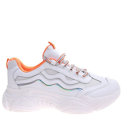 Białe sportowe buty na platformie /C2-2 10514 S295/ 