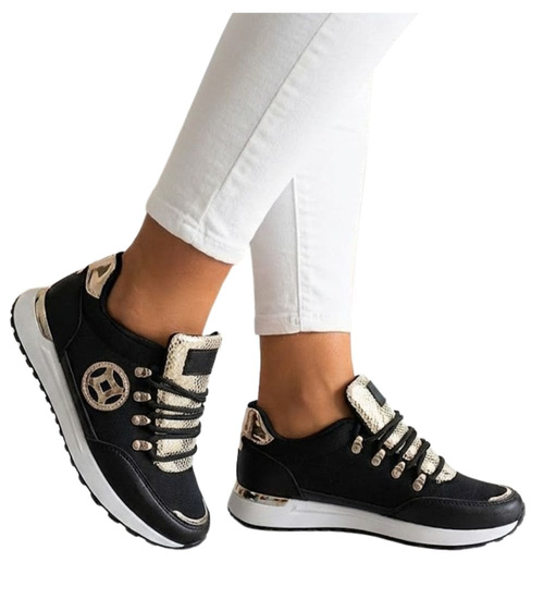 Modne damskie buty sportowe Czarne /C1-2 12349 T697/