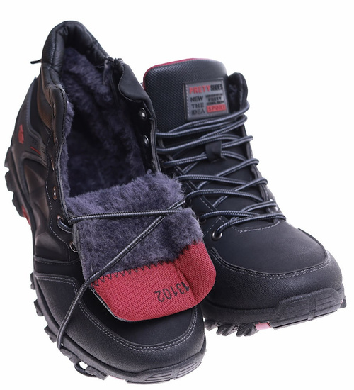 Ocieplane czarne ocieplane buty trekkingowe /E8-3 17134 T586/