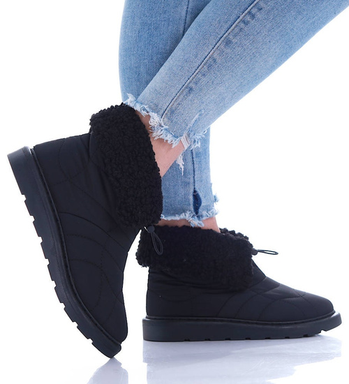 Czarne kozaki śniegowce z futerkiem /E8-1 17014 G284/