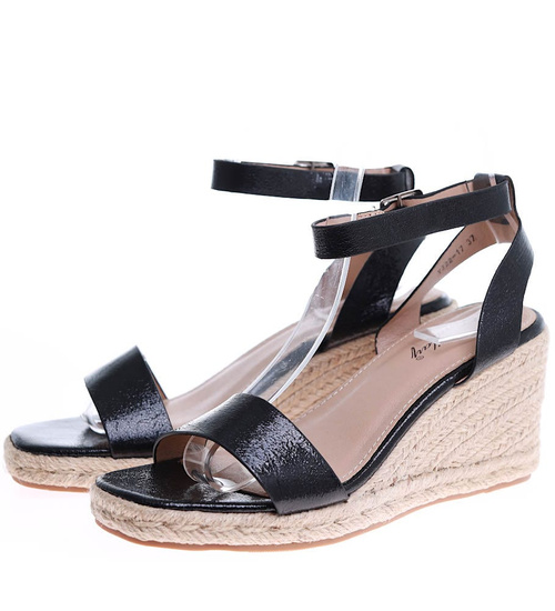Sandały na koturnie Espadryle Black Chic /G9-3 16184 G280/