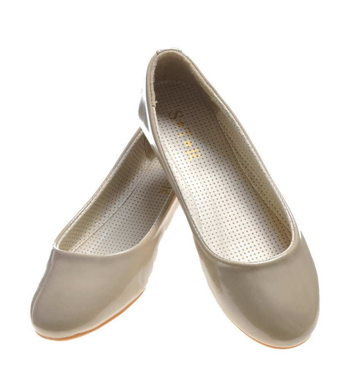 Lakierowane balerinki Beige-Grey /F8-3 4591 S079/