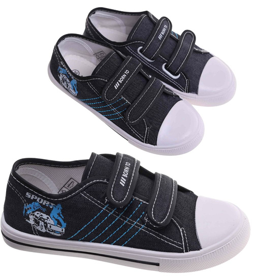 Czarne tenisówki chłopięce na rzepy /F6-1 18030 T189/