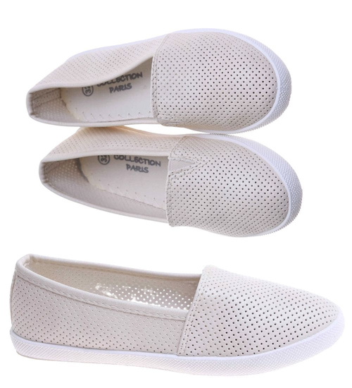 Beżowe ażurowe baleriny dziewczęce /E8-2 17631 121/