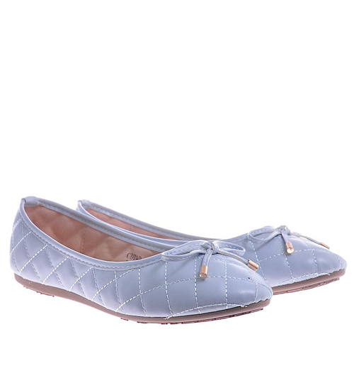 Niebieskie balerinki damskie z kokardą /E8-2 10464 S252/