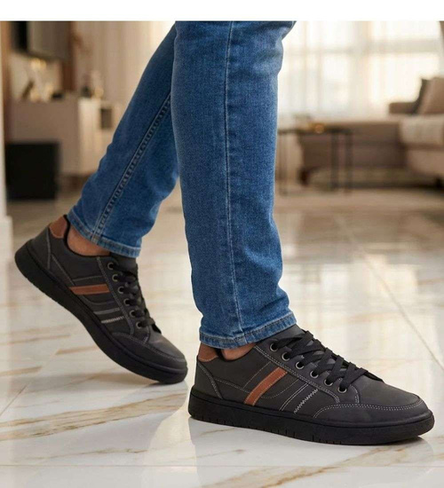 Czarne sznurowane męskie trampki /E9-2 14852 T399/