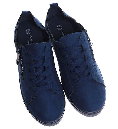 Sznurowane granatowe trampki damskie /E4-3 11671 T197/