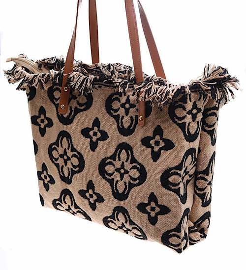 Duża parciana torba torebka Shopper Bag Cappucino /H2-K18 TB544 M433/