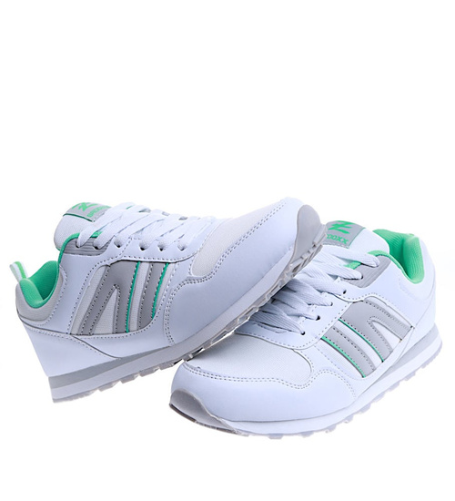 Białe damskie trampki sznurowane buty sportowe /F4-2 15143 T289/