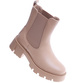 Wsuwane damskie botki sztyblety Khaki /A10-3 14832 S434/