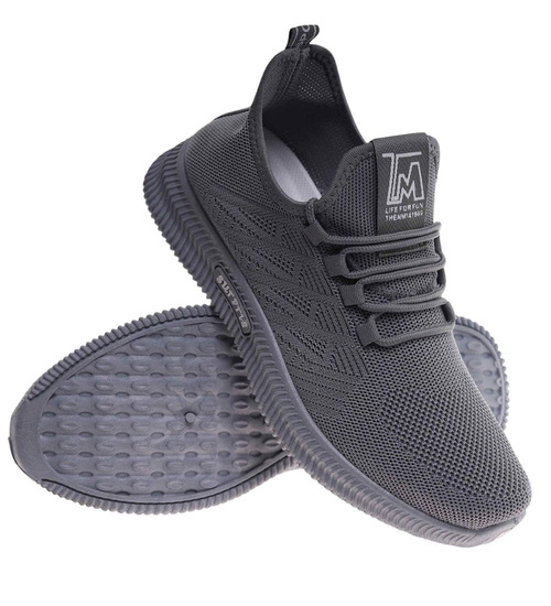 Wkładane męskie szare buty sportowe /C4-1 17997 GF285 +h2/
