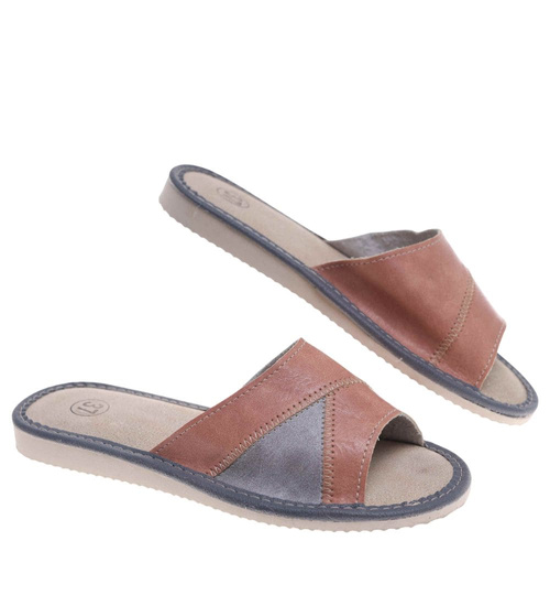 Szaro brązowe klapki domowe /G13-1 10934 S195/