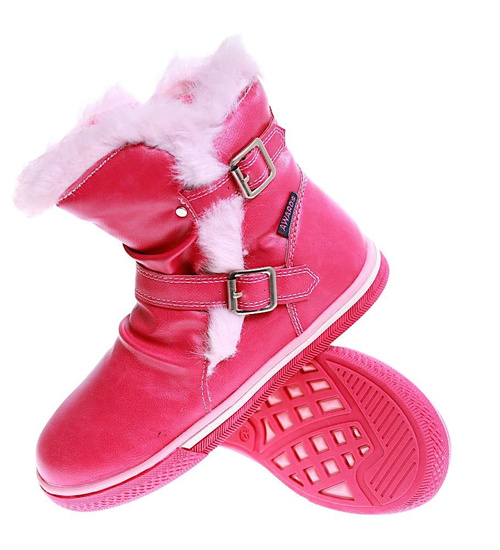 Botki ocieplane fuksjowe dziewczęce kozaki /E3-2 17002 T145/