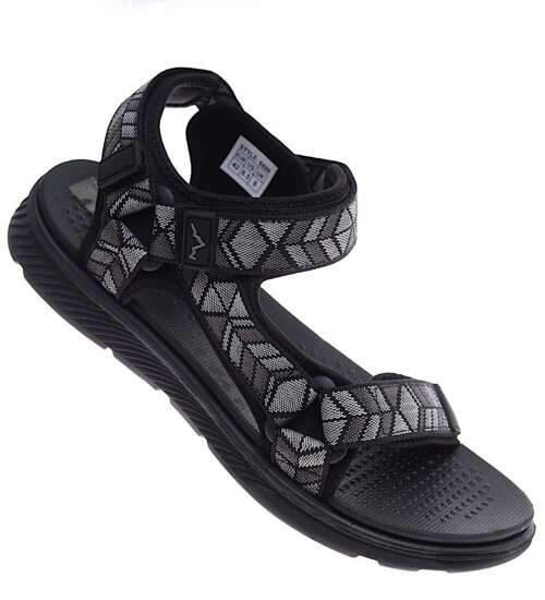 Męskie czarne sandały na rzepy /F5-2 16498 T331/