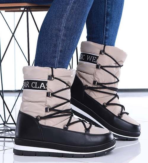 Zimowe kozaki śniegowce Khaki /G6-2 15401 T635/