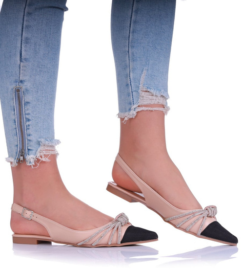 Płaskie sandały damskie z cyrkoniami /E10-2 12082 T296/