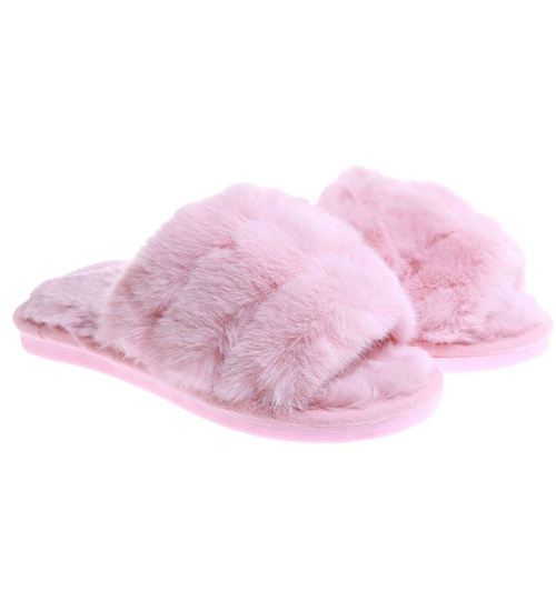 Pluszowe jasno różowe kapcie dziewczęce /D6-1 17159 G8-6/