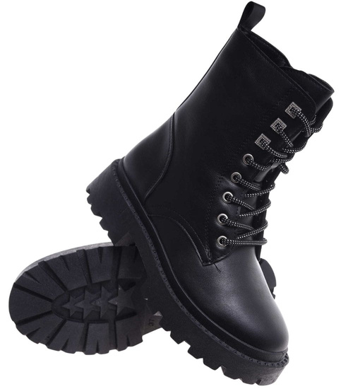 Czarne botki trapery glany /G4-1 18348 T485/