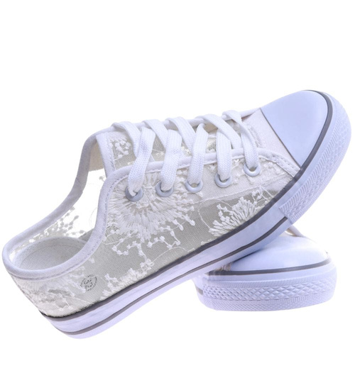 Ażurowe białe trampki dziewczęce /F7-2 17559 T141/