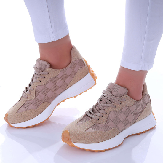Wiązane damskie buty sportowe Khaki /D9-1 17340 T232/