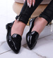 Czarne baleriny damskie lakierowane /C1-2 13415 T191/