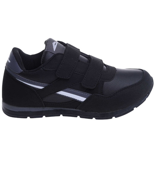 Sportowe czarne buty chłopięce na rzepy /D3-1 18124 T389/