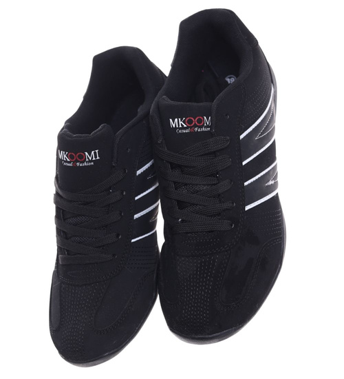 Sznurowane damskie czarne buty sportowe ost505