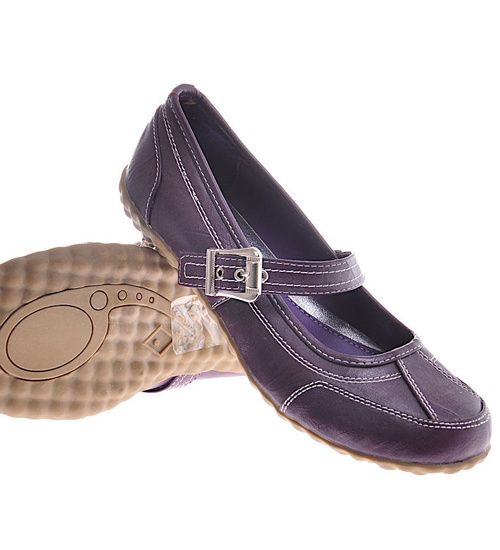 Purpurowe damskie półbuty z paseczkiem /C6-3 12334  T085/