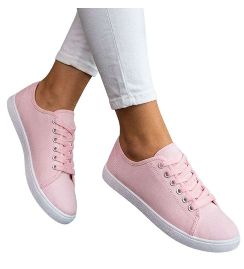 Pastelowe tenisówki damskie Różowe /A4-3 18719 T7/