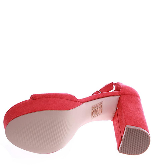 Czerwone sandały na wysokim obcasie /G5-1 14054 S243/