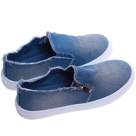 Niebieskie trampki z zamkiem dla dziewczynki /B6-3 17280 T7-38/