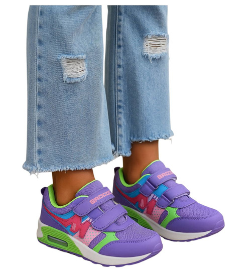 Fioletowe sportowe buty dziewczęce na rzepy /F5-3 18130 T292/