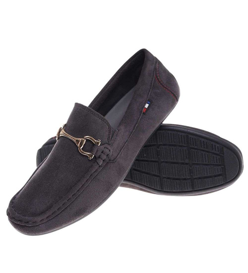 Wsuwane męskie półbuty szare mokasyny /C1-3 18655 T394/