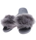 Szare damskie klapki z obfitym futerkiem /E1-3 15194 T199/