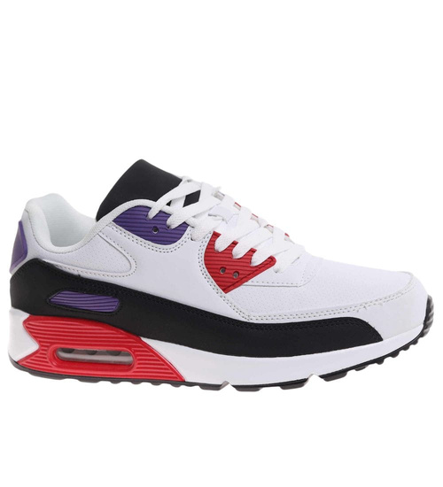 Wiązane biało fioletowe buty sportowe męskie /E9-3 17969 W385/