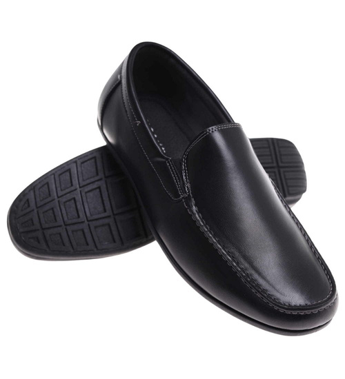 Czarne wsuwane półbuty mokasyny /F3-3 18026 T383/