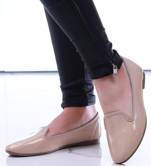 Wygodne damskie balerinki lordsy Beżowe /E5-2 4596 S170/