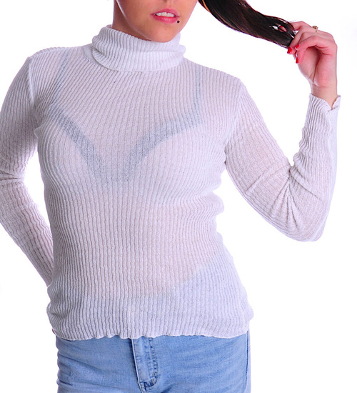 Biały golf damski /D3-1 UB309 T076/