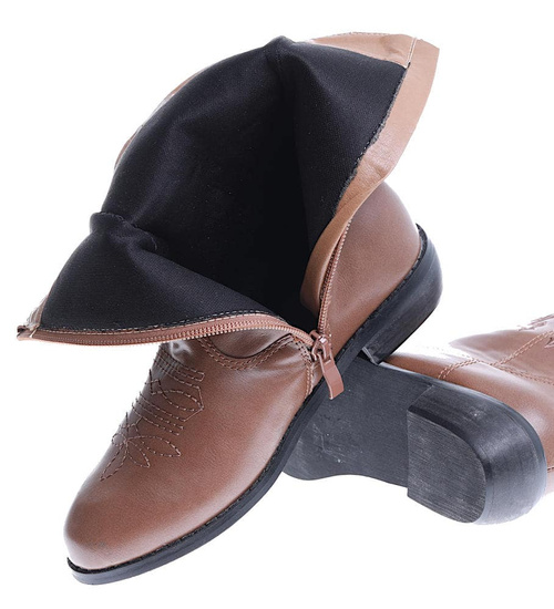 Kozaki dziewczęce khaki /E8-2 14988 S189/