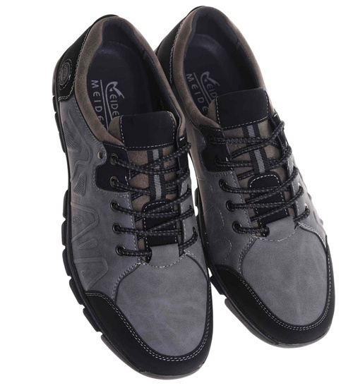 Szare sznurowane obuwie trekkingowe /A5-3 18033 T386/