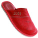 Kryte skórzane męskie klapki domowe Czerwone /G7-1 17322 S199/