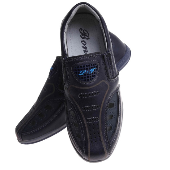 Ażurowe półbuty sandały chłopięce wsuwane Granatowe /B2-3 17851 T8-61 +h2/