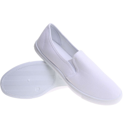 Białe materiałowe tenisówki slip on /C5-2 17772 T280/